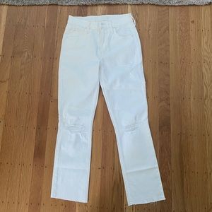 MOTHER white ankle jeans
